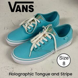 Vans Camden Stripe Holographic Reflective Tongue & Stripe Size 8 Teal Blue